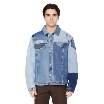 Jacheta din denim cu guler ascutit -