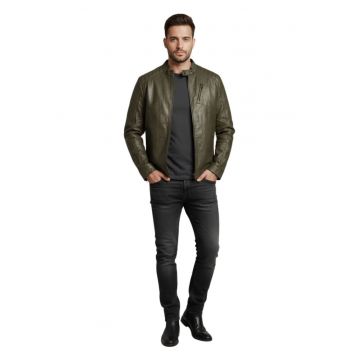 Jacheta din piele cu buzunare -