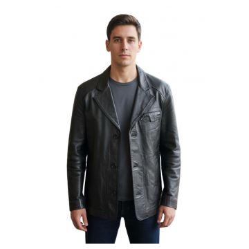 Jacheta din piele cu nasturi -