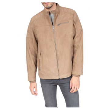 Jacheta din piele intoarsa sintetica cu guler scurt