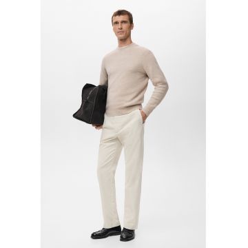 Pantaloni chino cu talie medie - Alb fildes