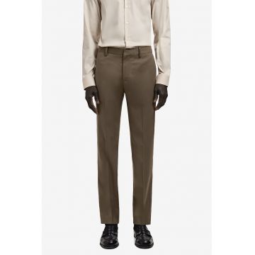 Pantaloni cu talie medie si pensa - Maro inchis