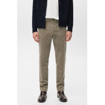 Pantaloni slim fit din reiat - Grej