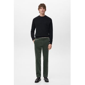 Pantaloni slim fit din reiat - Verde inchis