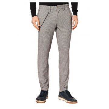 PantaloniChino Slim Fit cu model houndtooth