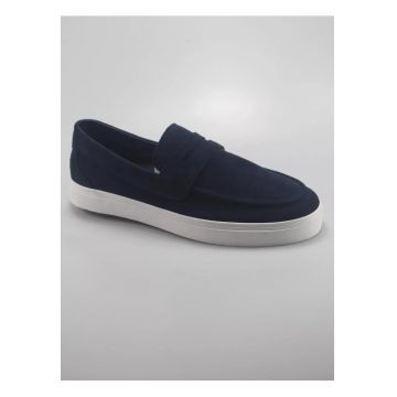 Pantofi loafer barbati din piele intoarsa - Bleumarin inchis - Bleumarin inchis
