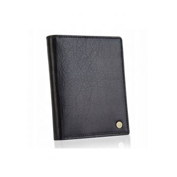 Portofel barbati -  Piele naturala - 12 -8 cm x 10 cm x 2 -8 cm - Negru