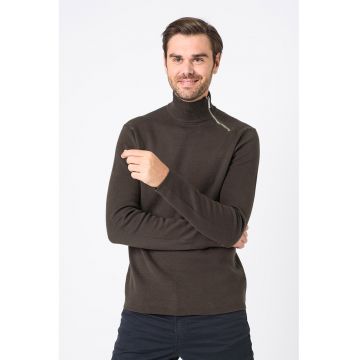 Pulover cu fenta cu fermoar Luke - Kaki