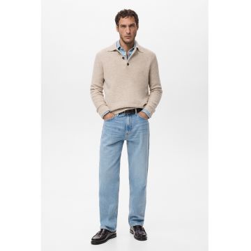 Pulover polo din amestec de lana - Bej