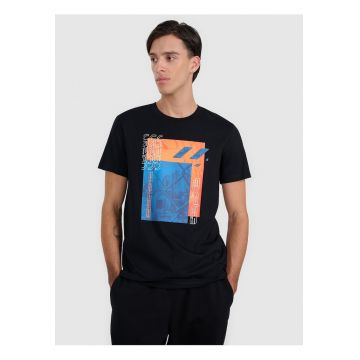 Tricou barbati  bumbac confortabil - negru - imprimeu colorat