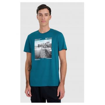 Tricou barbati  confortabil - turcoaz - bumbac