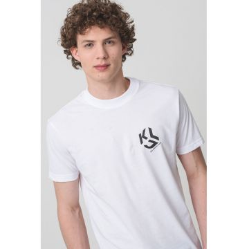 Tricou din amestec de bumbac organic cu logo pe piept - Negru/Alb optic