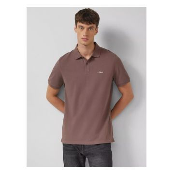 Tricou polo barbati - din bumbac cu croiala Regular Fit - logo - - Maro inchis