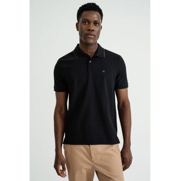 Tricou polo din bumbac pique - Negru
