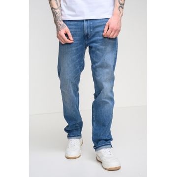 Blugi drepti cu aplicatie logo - Albastru deschis