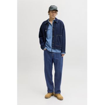 Blugi drepti cu talie inalta - Albastru inchis