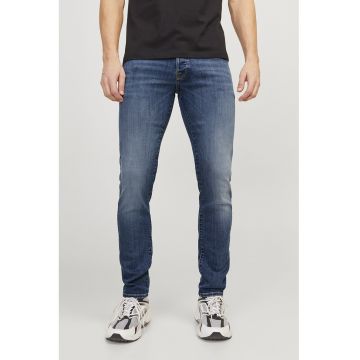 Blugi skinny cu aspect decolorat - Albastru inchis