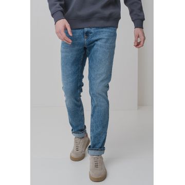 Blugi slim fit cu model cu 5 buzunare - Albastru