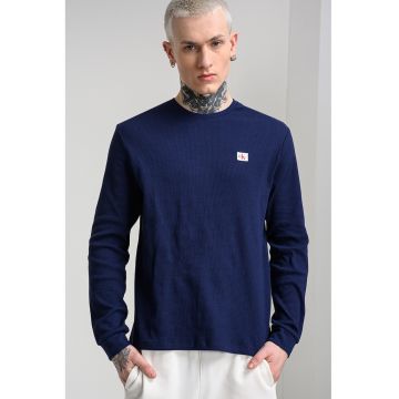 Bluza cu decolteu la baza gatului - Albastru indigo