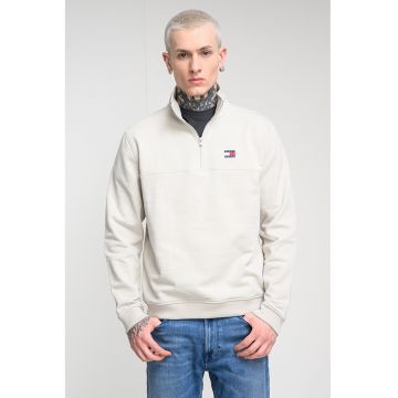 Bluza de trening cu fenta si fermoar - Crem