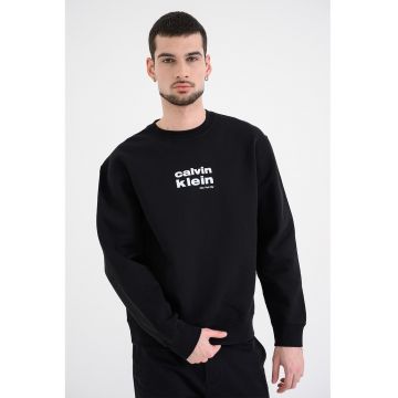 Bluza de trening din amestec de bumbac cu imprimeu logo - Negru