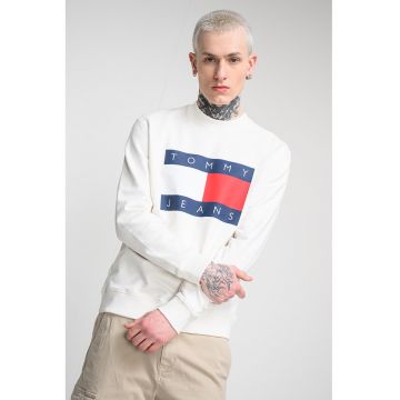 Bluza de trening regular fit cu logo supradimensionat - Alb