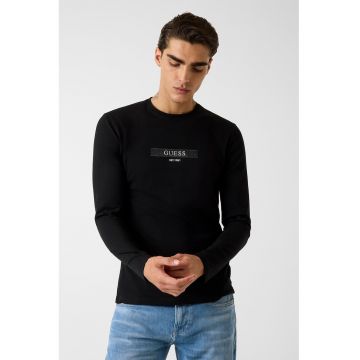 Bluza din amestec de bumbac cu detaliu logo - Negru