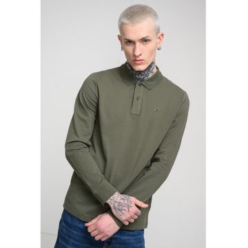 Bluza polo cu model uni - Verde inchis