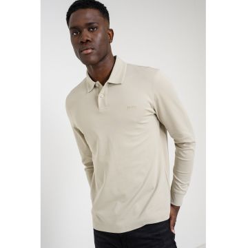 Bluza polo de bumbac Pe_Interlock - Bej