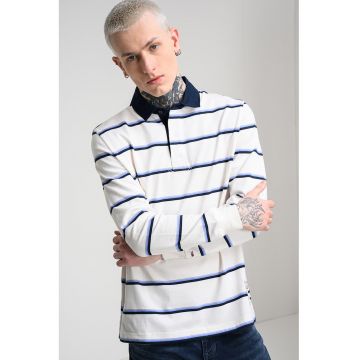 /bluza regular fit cu dungi - Alb/Bleumarin