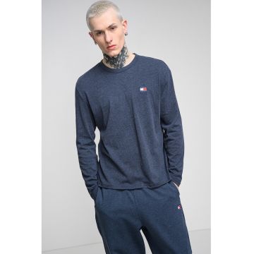 Bluza regular fit cu logo discret pe piept - Albastru prafuit