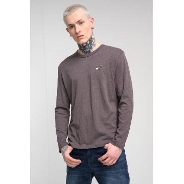 Bluza regular fit cu logo discret pe piept - Maro melange