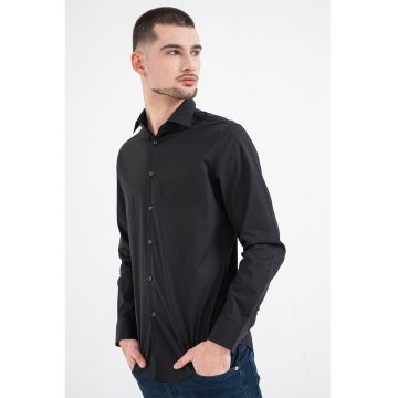 Camasa regular fit cu model uni - Negru