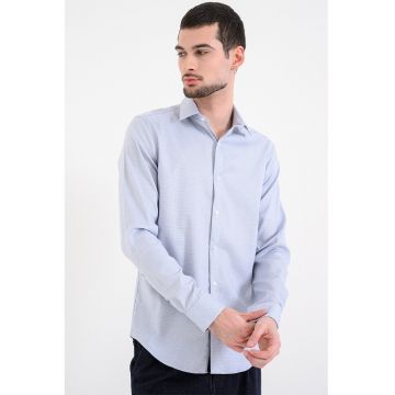 Camasa slim-fit cu maneci lungi - Alb/Albastru