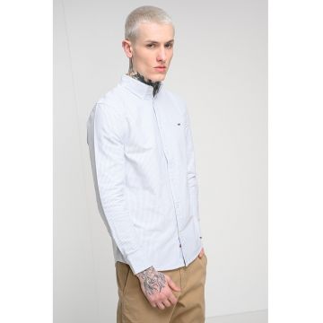 Camasa slim fit cu model in dungi - Alb/Bleumarin