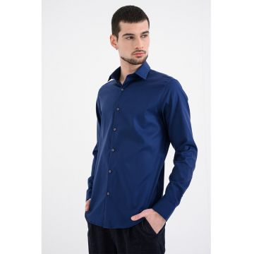 Camasa slim-fit din amestec de bumbac - Bleumarin