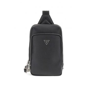 Geanta crossbody cu buzunar frontal cu fermoar Milano - Negru