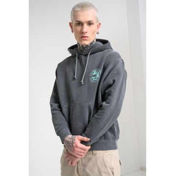 Hanorac cu buzunar kangaroo si aspect decolorat - Gri/Mint