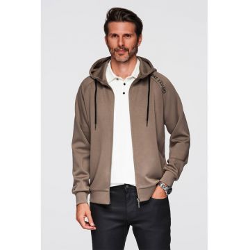 Hanorac cu fermoar - maneci raglan si buzunare laterale - Maro taupe