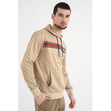 hanorac cu imprimeu logo pentru fitness - Rosu/Alb/Maro nisip