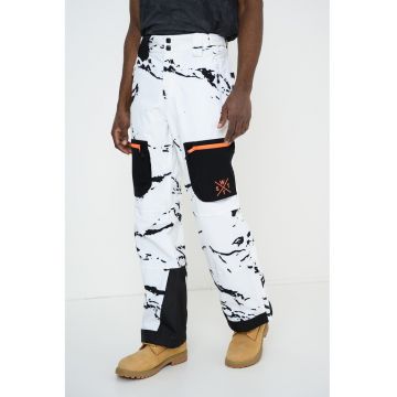 Pantaloni cu talie inalta pentru snowboarding - Alb/Negru