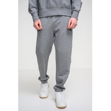 Pantaloni de trening relaxed fit cu terminatie elastica - Gri melange