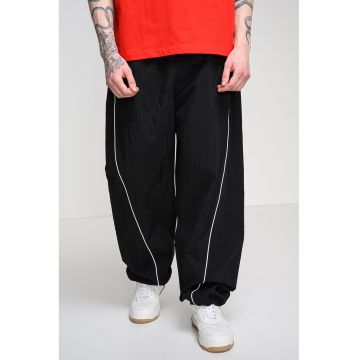 Pantaloni relaxed fit cu snur in talie - Alb/Negru