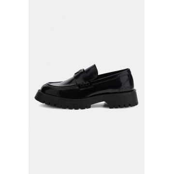 Pantofi loafer din piele cu detalii logo - Negru