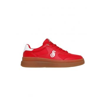 Pantofi sport de piele Courtside Cali Dudez - Alb/Rosu vermillion