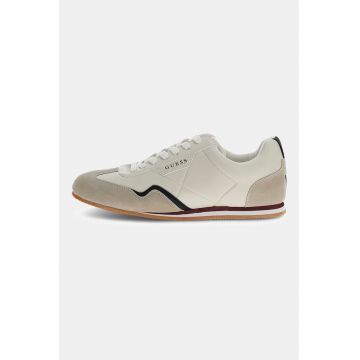 Pantofi sport low-cut cu garnituri din piele intoarsa - Maro taupe/Crem