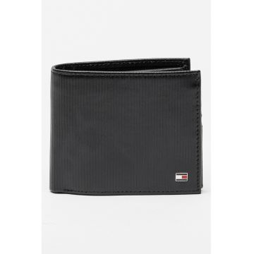 Portofel din piele cu clapa Flag - Negru