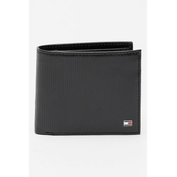 Portofel striat din piele Flag - Negru