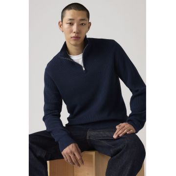 Pulover cu fermoar scurt Housemark - Bleumarin