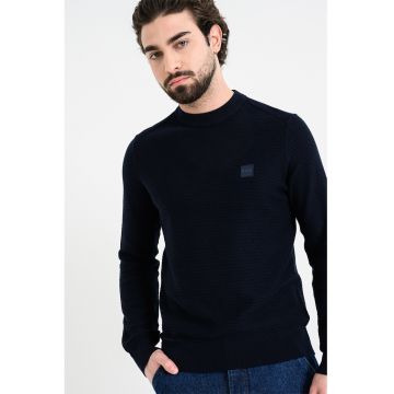 Pulover regular fit cu aplicatie logo discreta Anion - Albastru ultramarin